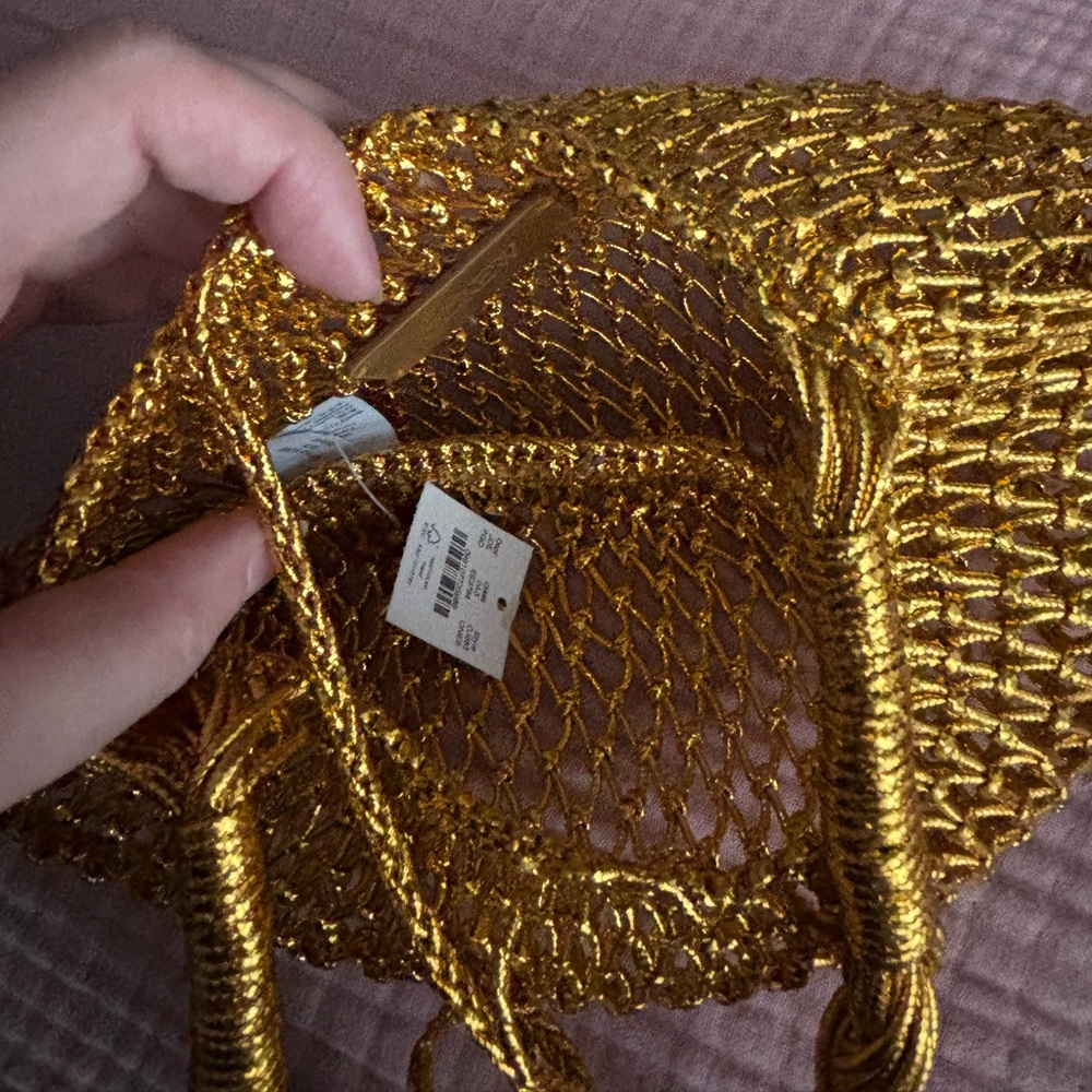 J Crew Small Cadiz handknotted shoulder bag in metallic gold - Picture 3 of 4